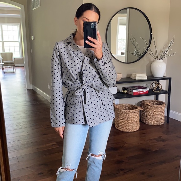 FRNCH Jackets & Blazers - Polka Dot Belted Blazer